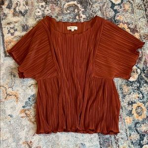 Madewell Pleated Flutter Sleeves Top XS